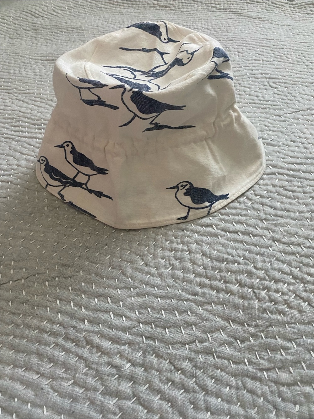 Michigan Rag Co Bird Print Bucket Hat Cream & Navy